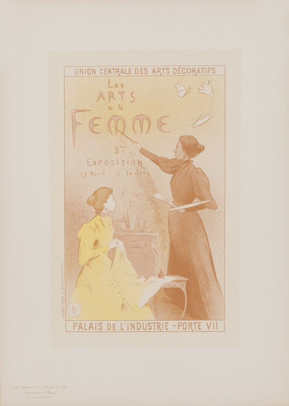 Woman teacher instructs student; yellow, beige