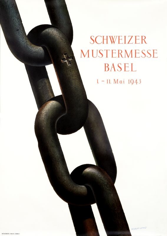Links in a chain with Swiss cross; black, white, orange