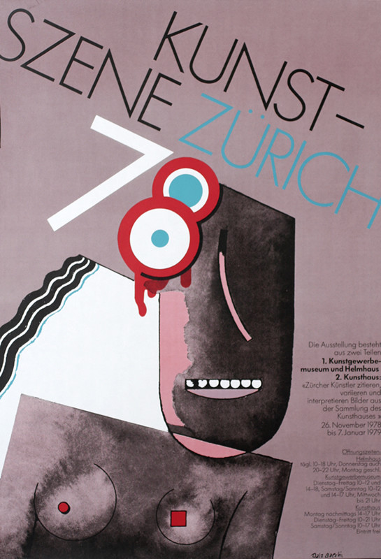 Abstract woman with 78 for eyes; pink, gray