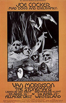 No. 229, photo image of nude women, hummingbird, cat, mt. Rushmore, gorillas, Van Morrison, The Stonemans, Dry Paint; yellow, black
