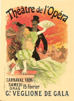 Lively ball scene, woman with fan, man in top hat