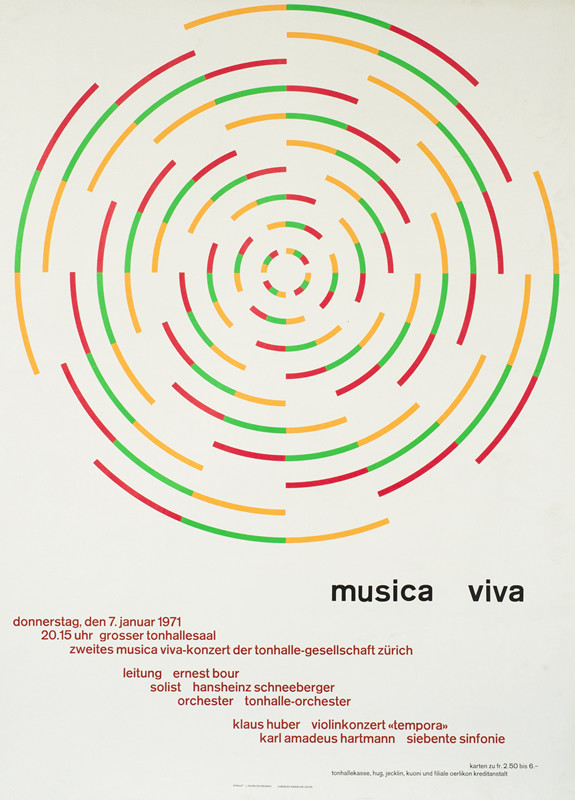 concentric circles in red, yellow, green on white