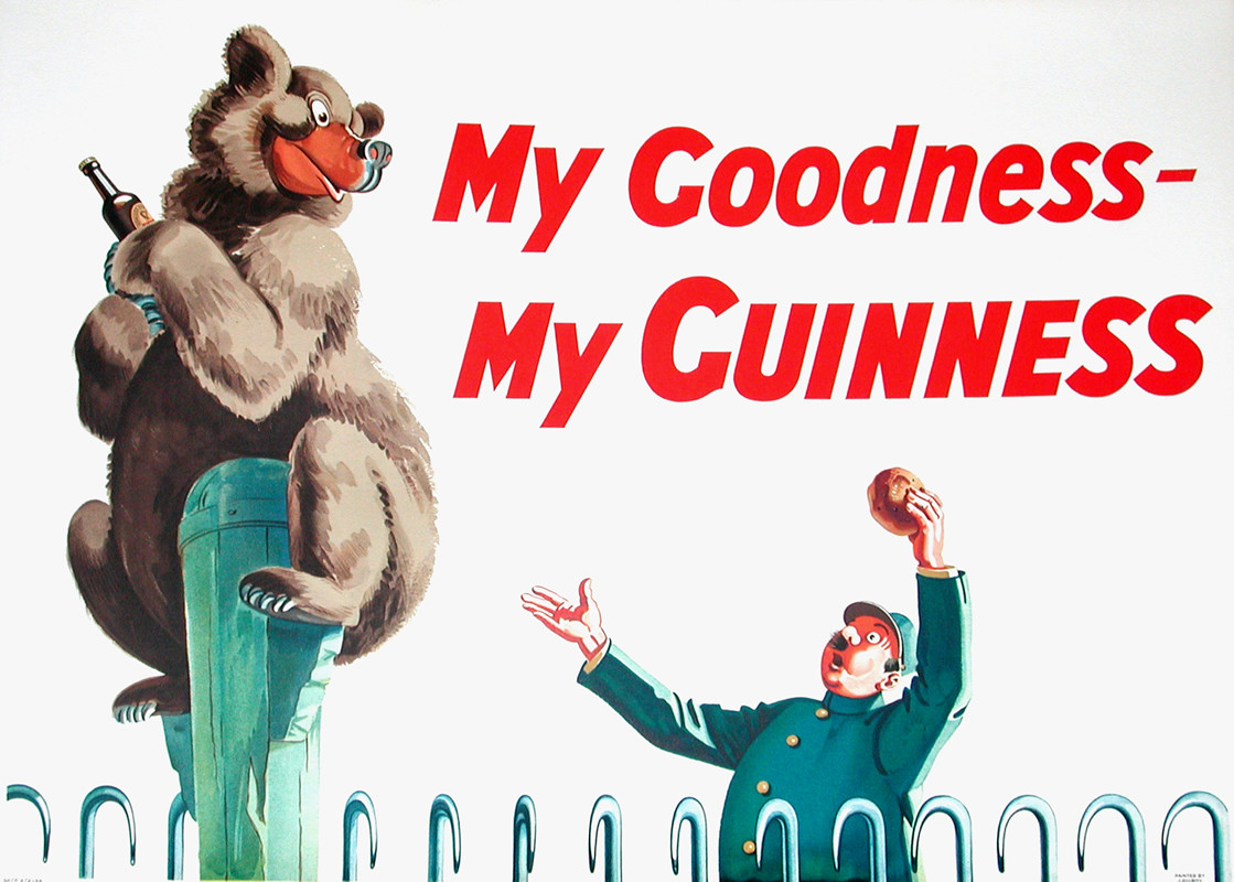 Bear on pole plays keep a way with beer; brown, red, green, black