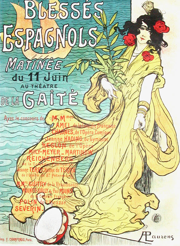 Spanish Dancer, spanish galleons with laurel branch; yellow, red, blue, black