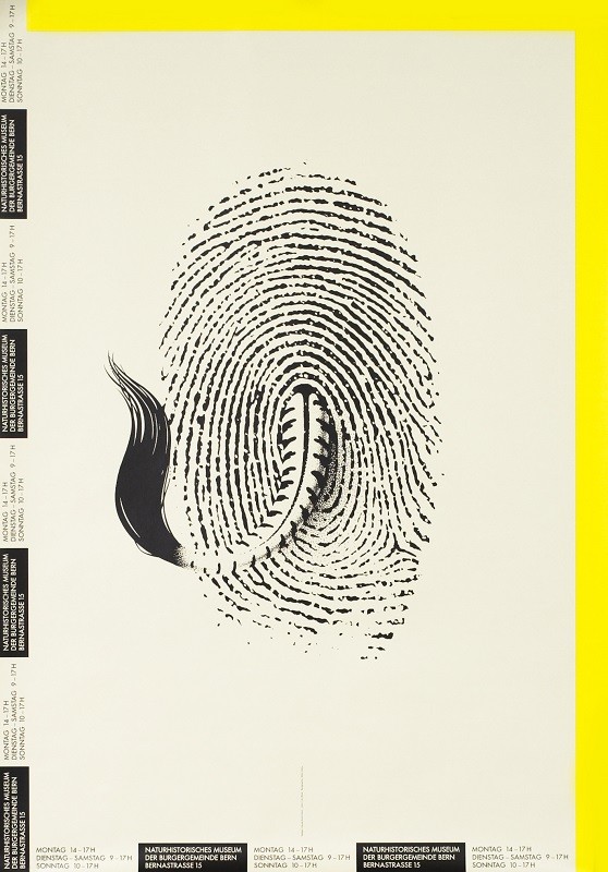zebra tail made out of finger print; yellow black