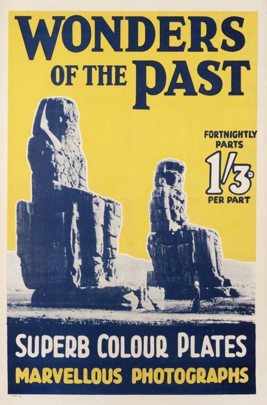 man looks at Egyptian ruins; blue