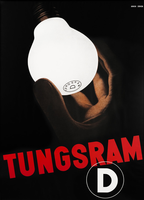 Hand screws in a lightbulb; black, red, white