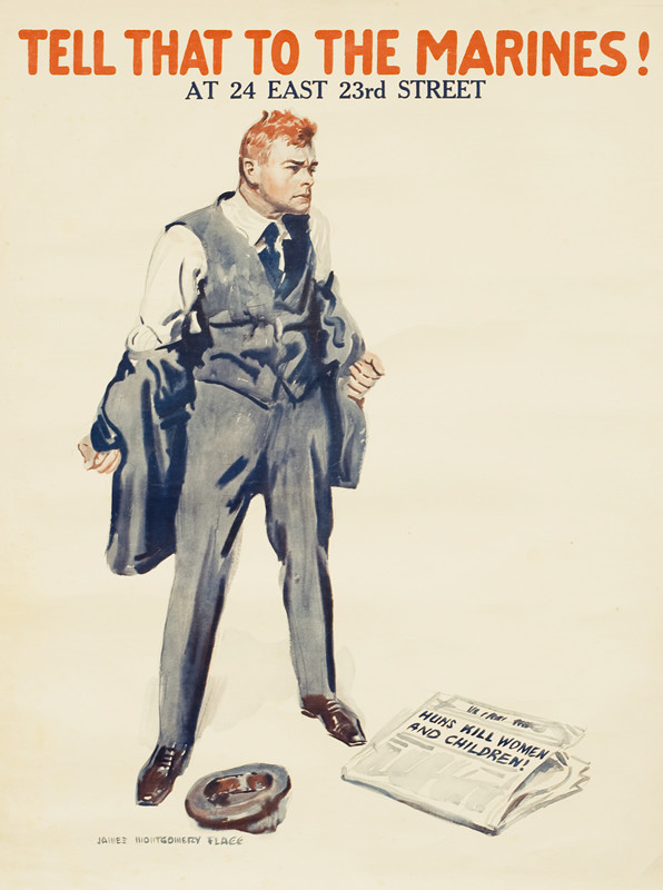 Angry man takes off blazer, newspaper at his feet; red, white, blue