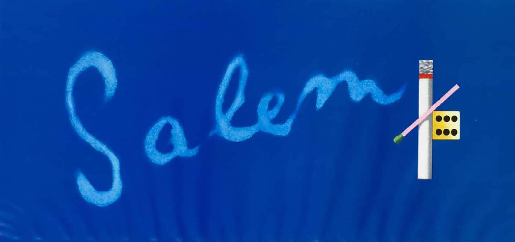Cigarette smoke spells 'Salem'; blue
