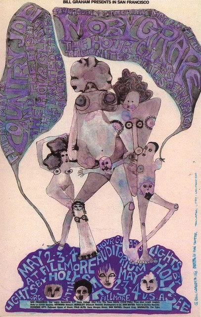 No. 118, unusual family portrait, deflated balloons, Hour Glass, The United States of America, Country Joe and the Fish; blue, purple