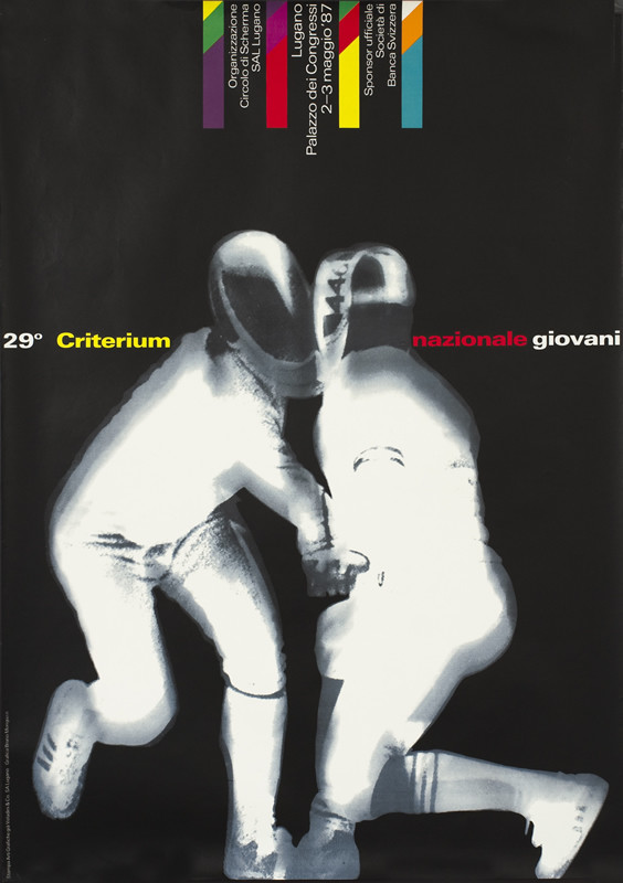 Two fencers; black and white