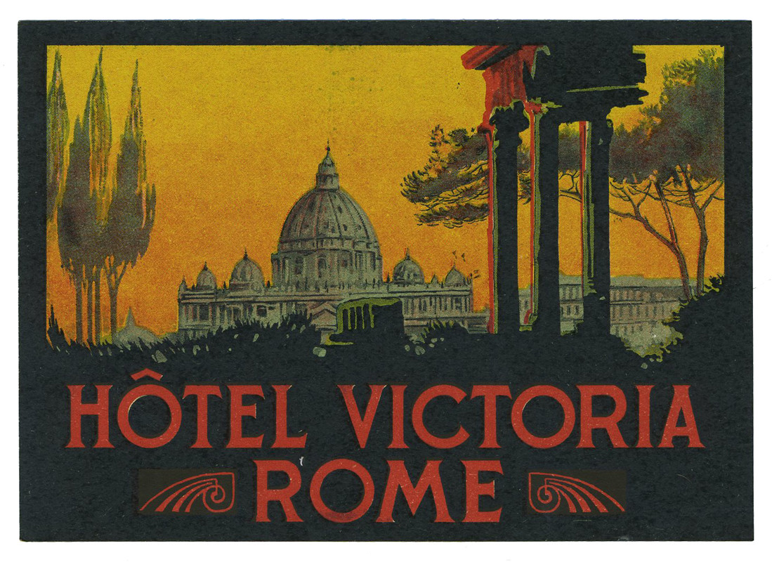 Hotel Victoria - Rome (luggage label)