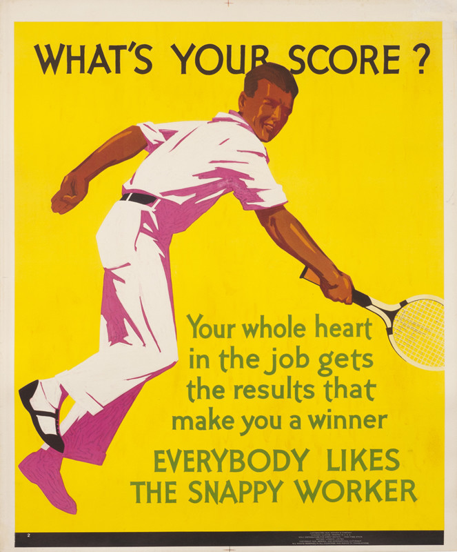 Tennis player with racquet; yellow, pink, green