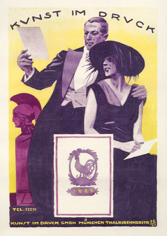 man and woman in formal attire read from paper; yellow, blue, red
