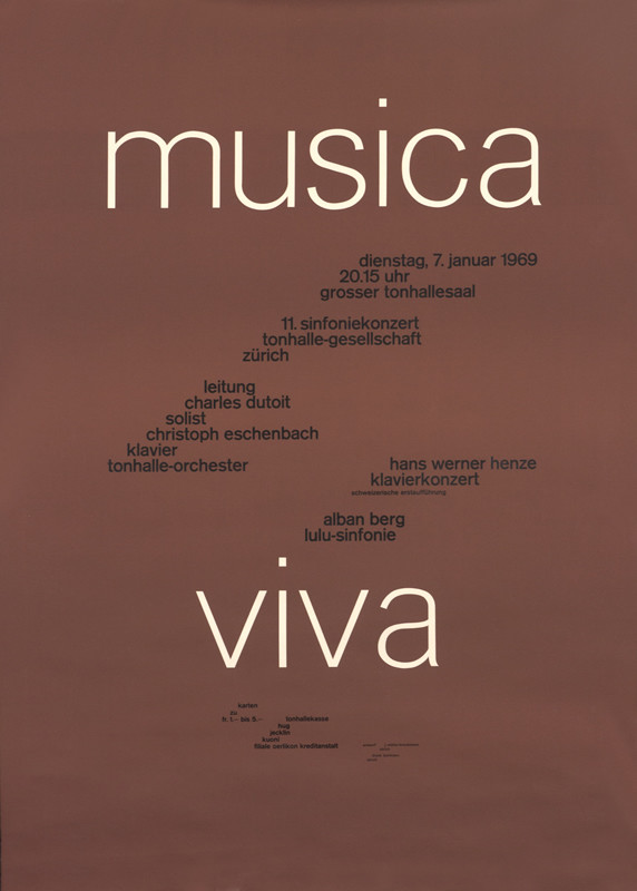 Text describing concert series; brown, black, white
