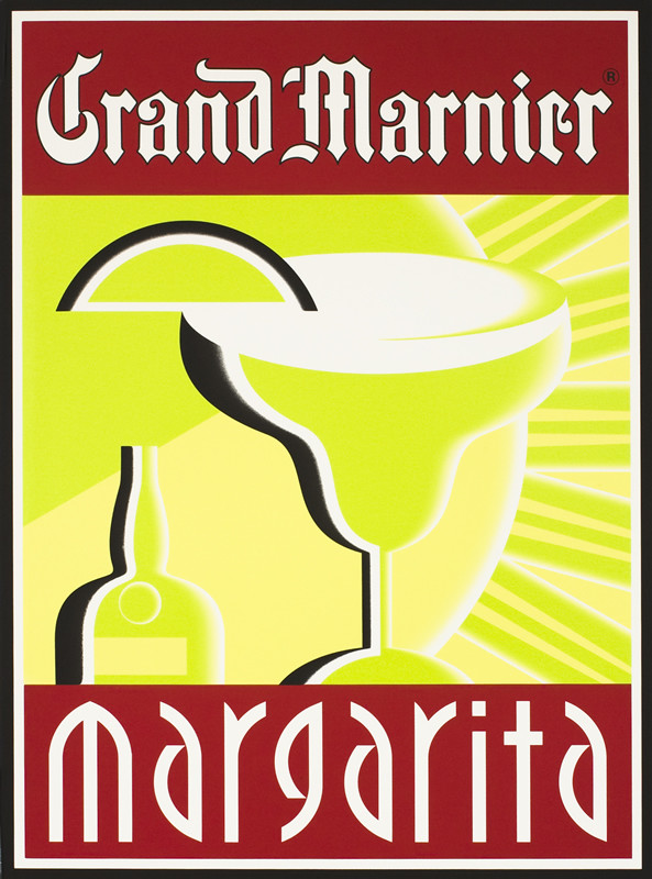 Martini glass; burgundy, lime green