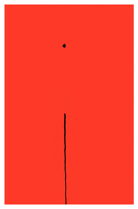 Lowercase letter "I" in pencil-like writing; orange, black