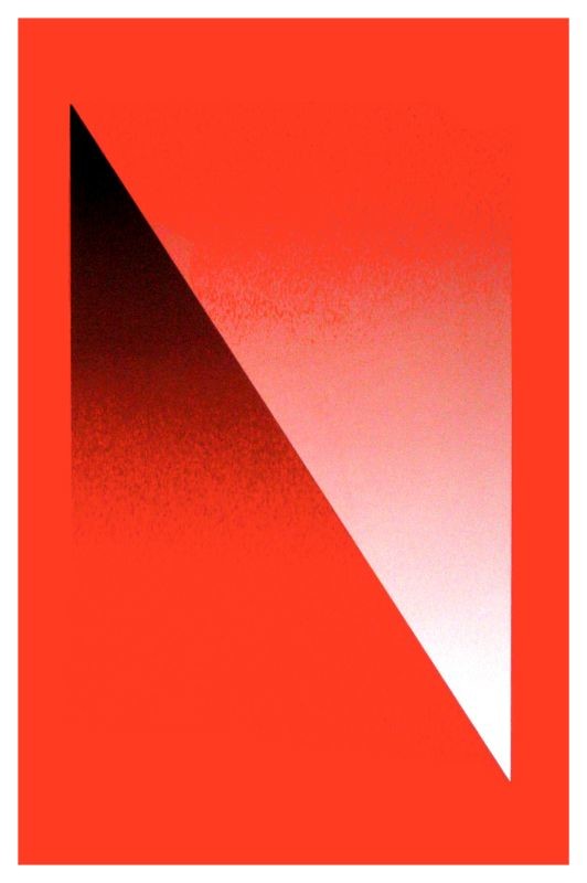 Shadows of black and white create "N" shape, reads same upside down; black, white, orange