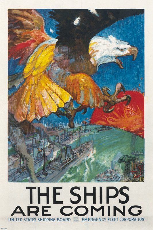 Eagle soars above shipyard