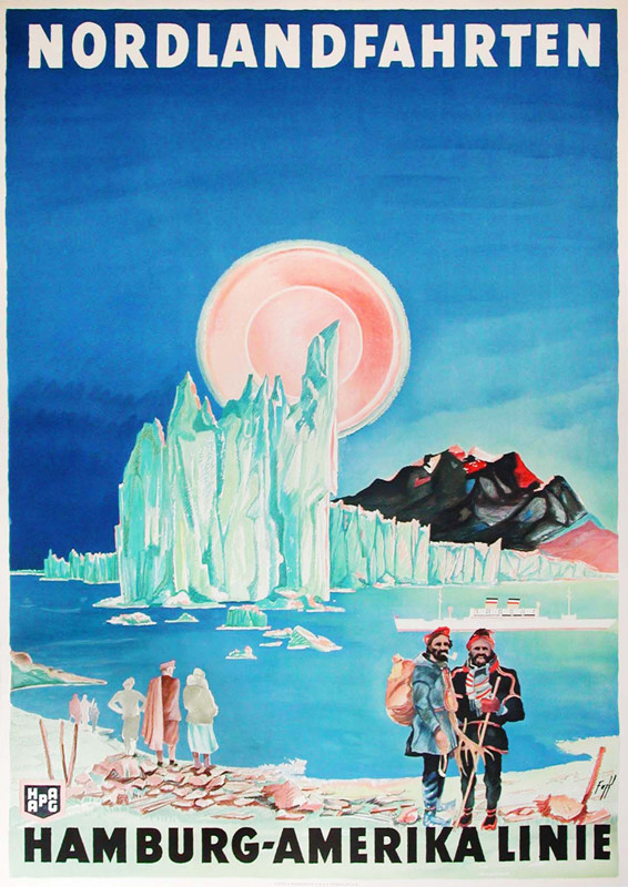 Midnight sun, ocean liner, tourists
