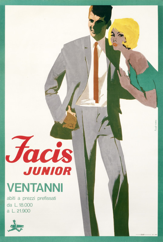 MAN WEARING gray SUIT WITH A BLONDE; red, green, gray