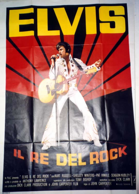 ELVIS PRESLEY IN WHITE W/ GUITAR; RED, YELLOW, B/W