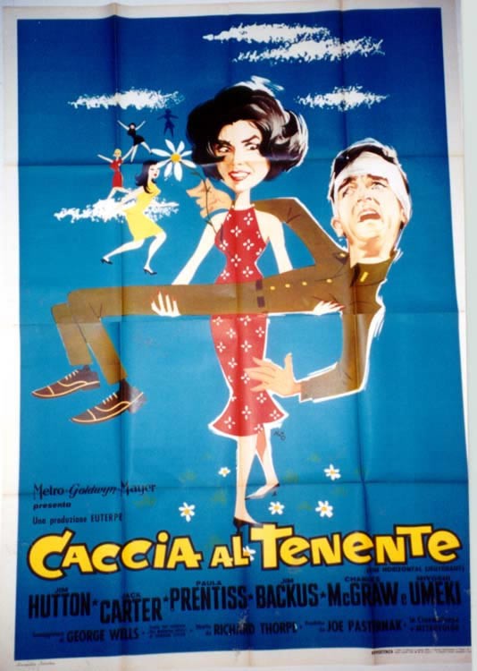 PAULA PRENTISS CARRIES JIM HUTTON JACK CARTER, JIM BACKUS: blue, red