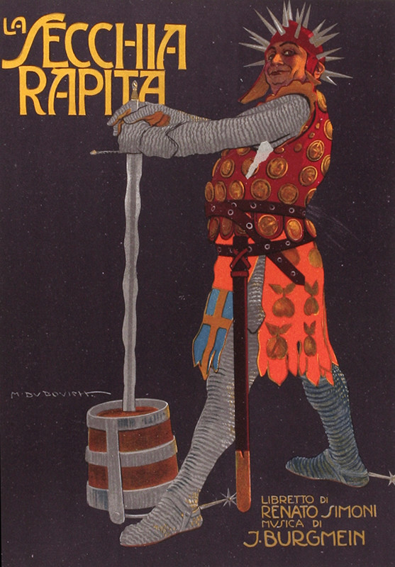 Man in armor holding sword; blue, orange, gray
