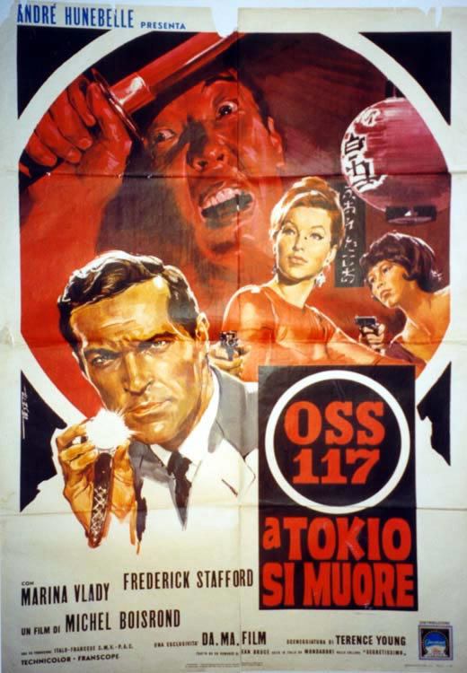 Woman w/guns, man w/flashlight; brn, red, gray