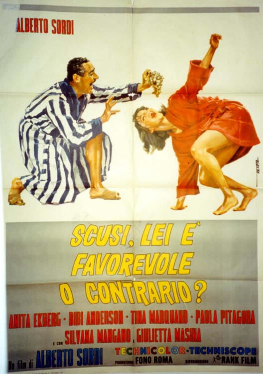 Man feeding grapes to a crouching woman; red, blue, yellow