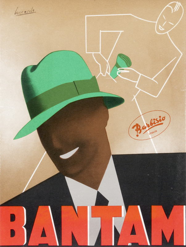 Man with hat; red, green, black