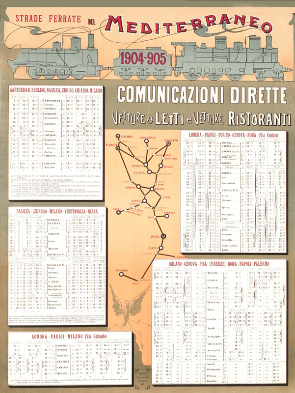 train schedules and train; beige, red