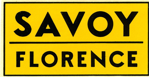 Hotel name over the word "Florence" with line between them; yellow, black