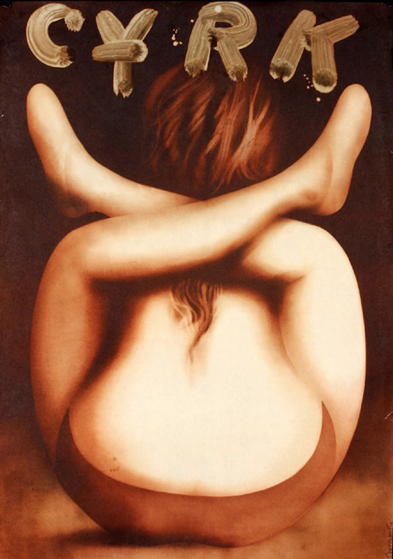 Figure with legs behind her shoulders; brown