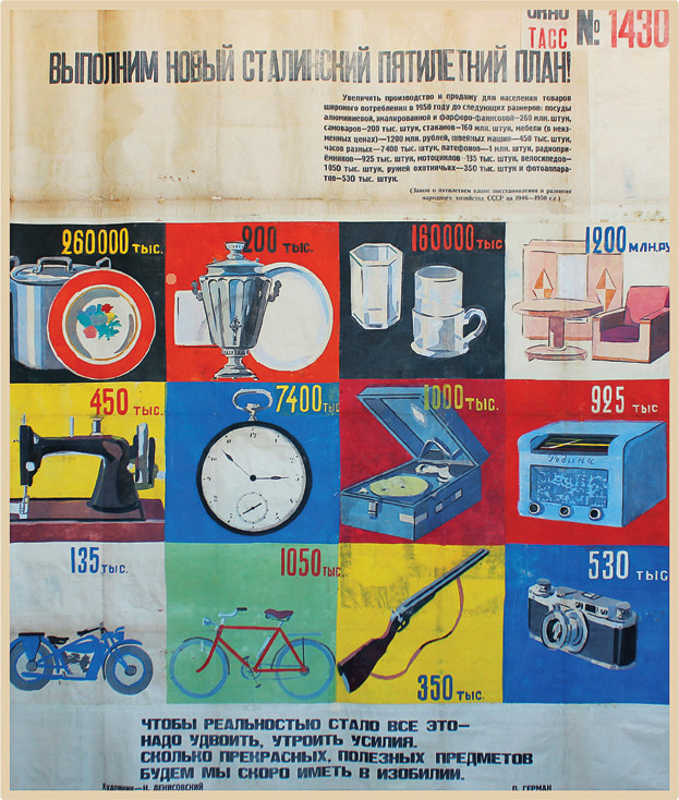 Grid of household and lifestyle products; red, yellow, blue