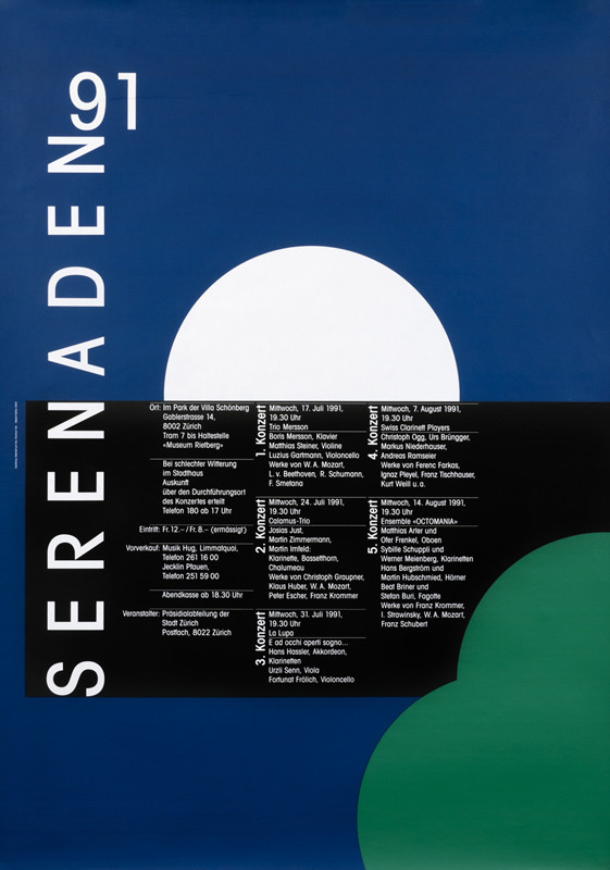 moon setting with block of text in middle; blue, white, black, green