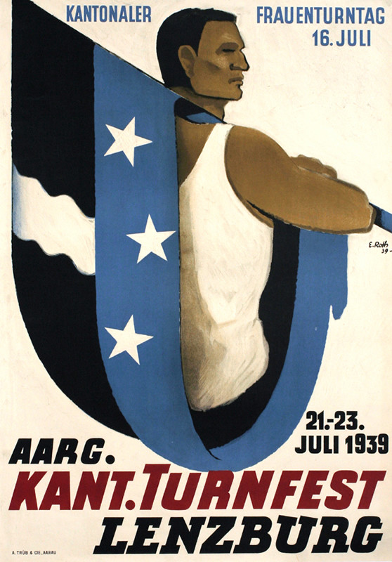 MAN HOLDING FLAGS; BLACK, BLUE, GREEN, BROWN