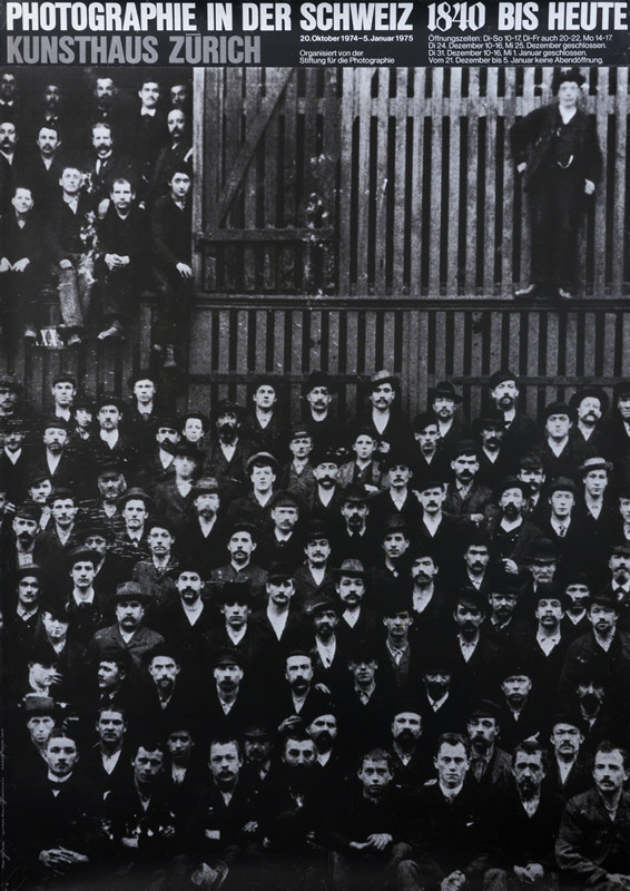BIG CROWD OF WORKERS, black, white