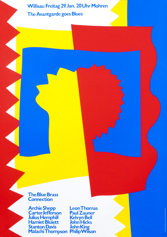 Abstract head sings; red,yellow, blue & white