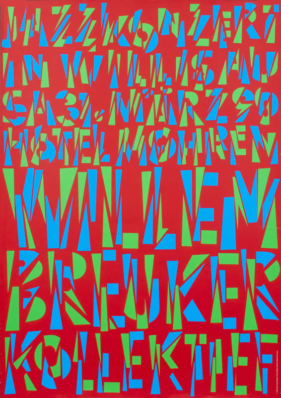 Abstract typographic design; red, green, blue