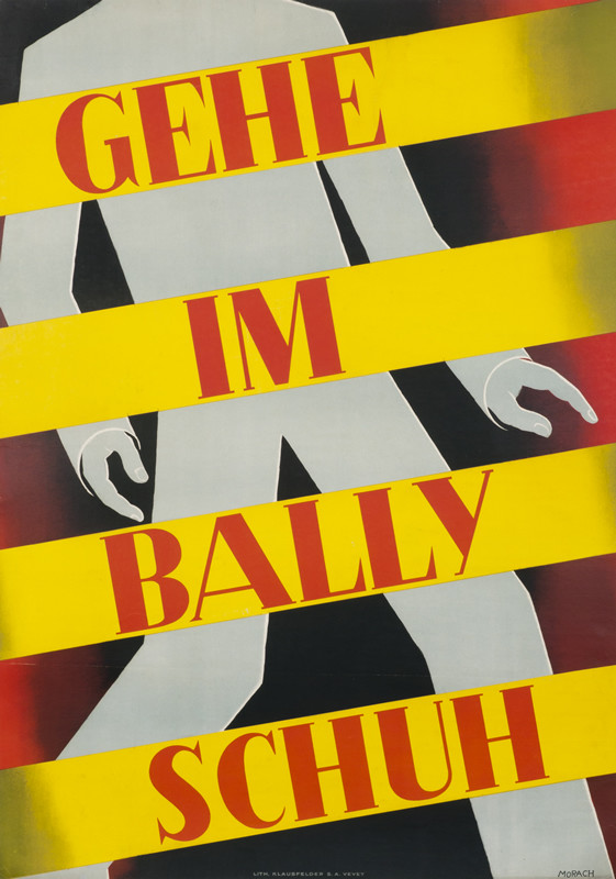 Man walking; red, yellow, gray, black