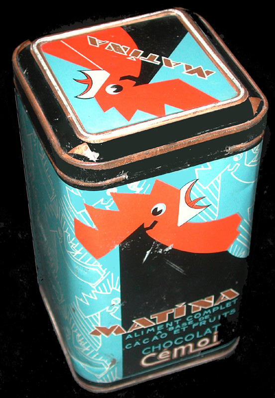 Rooster crowing; black, red, blue, gold