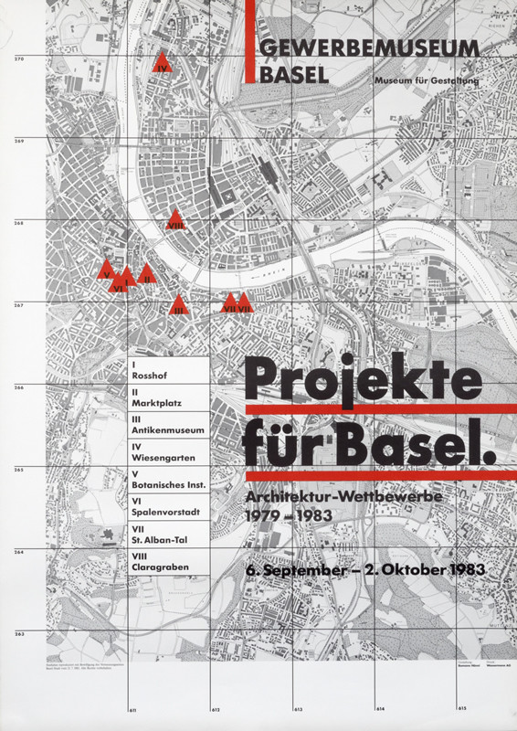 Map of Basel; black, white, red