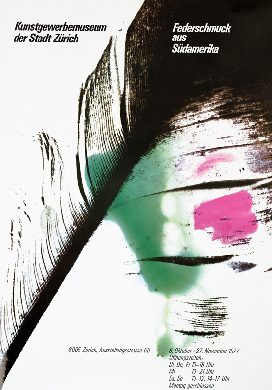 Abstract feather, pink, green