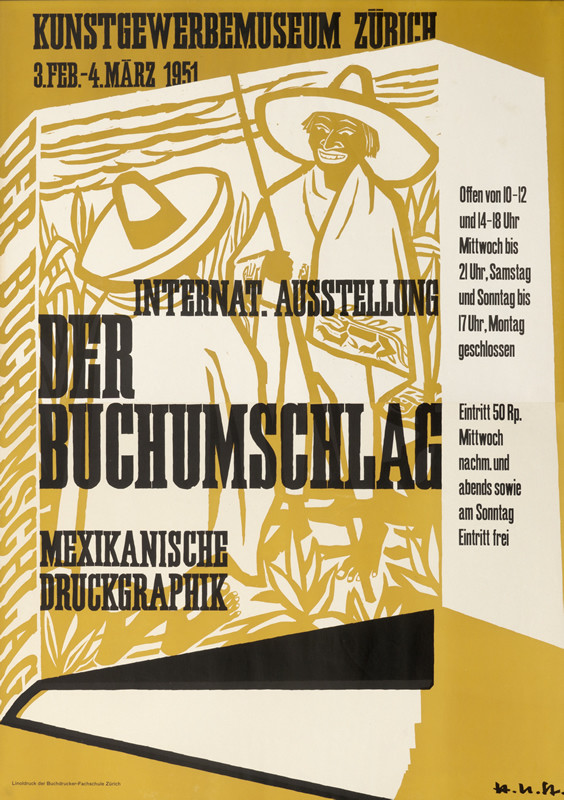 Mexicans with sombreros and panchos on book cover; ochre