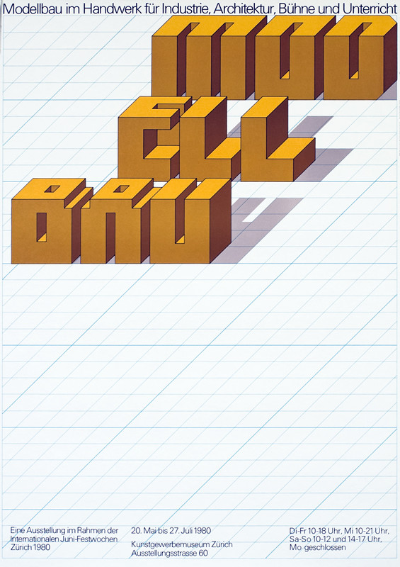 three dimensional letters on graph paper; yellow
