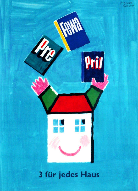 Little house juggles three boxes; blue, red, green