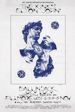 No. 256, The Kinks, Elton John, Ballin' Jack, Juicy Lucy, photomontage; blue, white