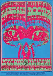 No. 64, The Doors, The Daily Flash, Psychedelic image of Owl eyes; green, blue, pink