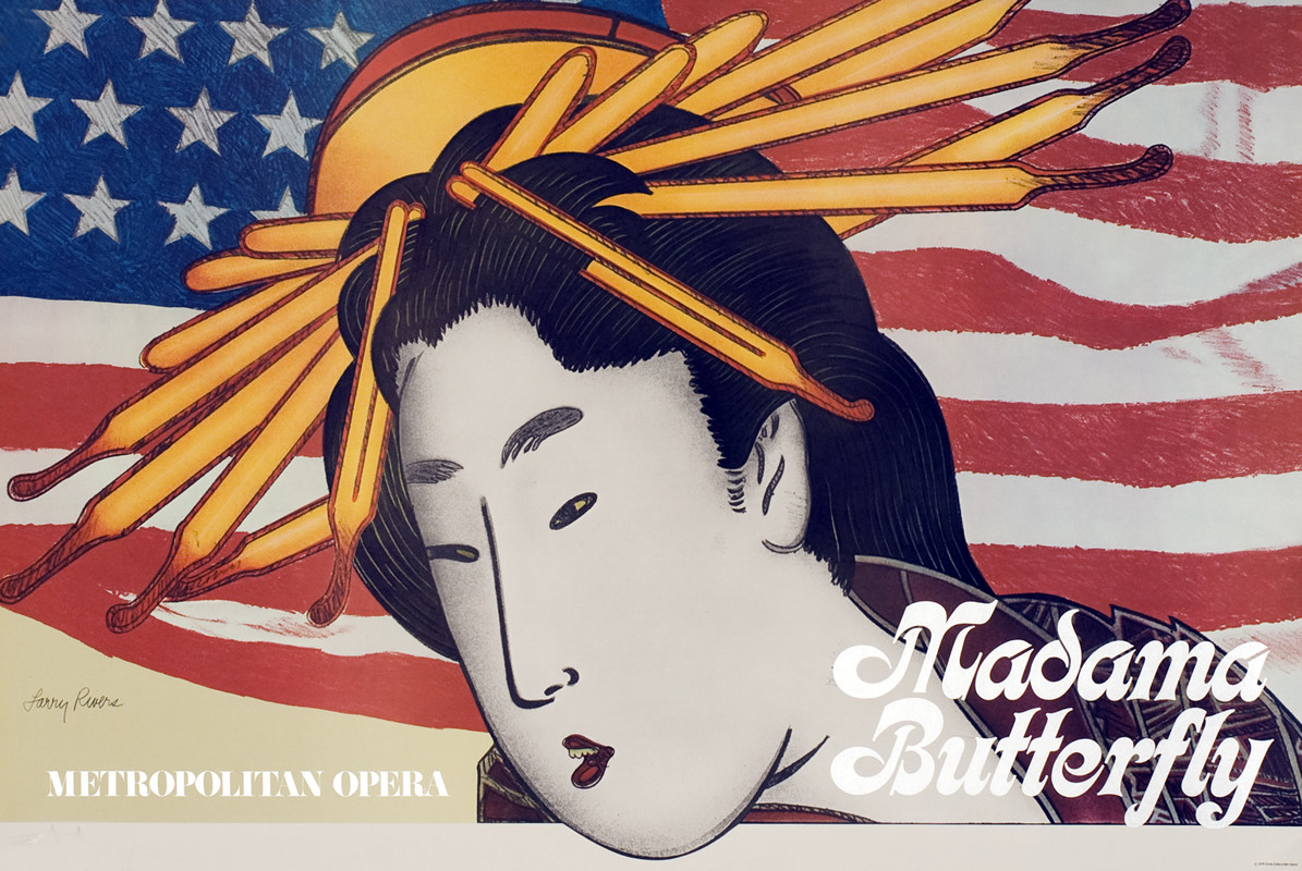 Butterfly with American Flag; red, blue, gold, black